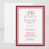 Invitation Obtention du diplôme chique de monogramme de cadre (Devant / Derrière)