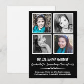 Invitation Obtention du diplôme de carrés de la photo quatre (Devant / Derrière)