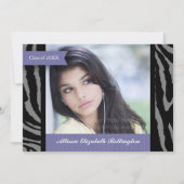 Invitation Obtention du diplôme d'impression de zèbre de (Devant)