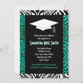 Invitation Obtention du diplôme faite sur commande turquoise (Devant)