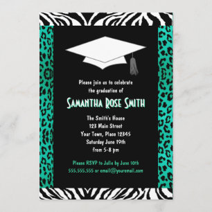 Invitation Obtention du diplôme faite sur commande turquoise