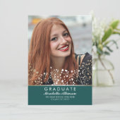 Invitation Obtention du diplôme florale de photo d'étudiant (Debout devant)