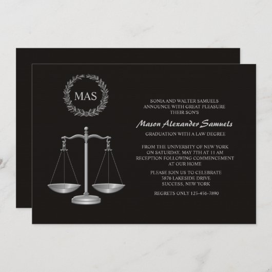 Invitation Obtention du diplôme Inv d'école de droit (Devant / Derrière)