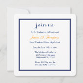 Invitation Obtention du diplôme orange élégante de bleu royal (Dos)