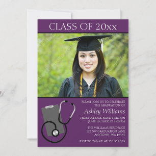 Invitation Obtention du diplôme pourpre de photo d'école