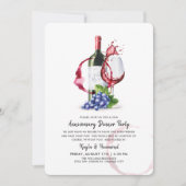 Invitation Occasion de dîner et de vin Anniversaire  (Devant)