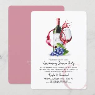 Invitation Occasion de dîner et de vin Anniversaire Style Rou