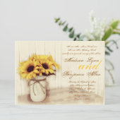 Invitation Occasion de mariage de Mason Jar, tournesol de cam (Debout devant)