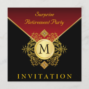 Invitation Occasion spéciale de monogramme rouge noir élégant