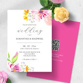 Invitation Occasions de mariage floral aquarelle avec code QR