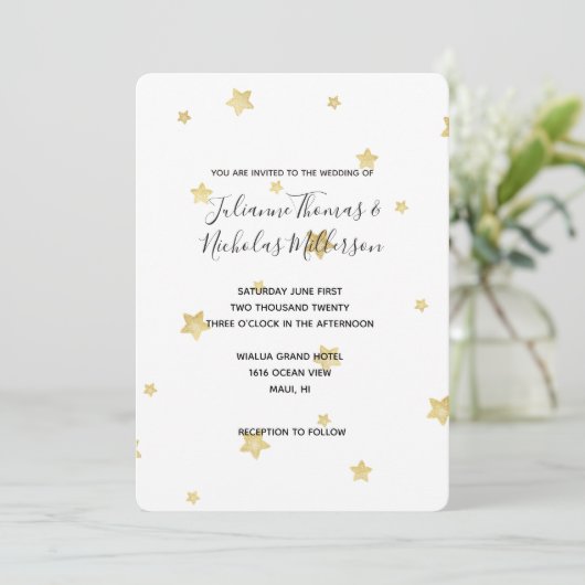 Invitation Occasions de mariage Gold Stars (Debout devant)