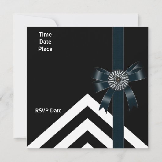 Invitation Occasions d'invitation Black White Stripe Black Bo (Dos)