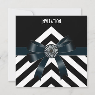 Invitation Occasions d'invitation Rayure noire et blanche Nœu
