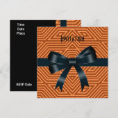Invitation Occasions d'invitation Rayure orange Nœud noir (Devant / Derrière)