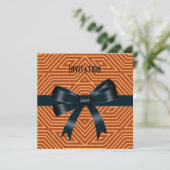 Invitation Occasions d'invitation Rayure orange Nœud noir (Debout devant)
