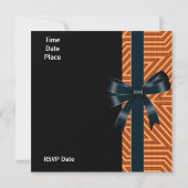 Invitation Occasions d'invitation Rayure orange Nœud noir (Dos)