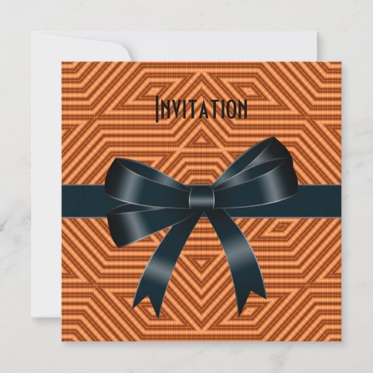Invitation Occasions d'invitation Rayure orange Nœud noir (Devant)