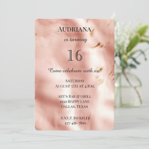Invitation Occidental Blush rose Faux Cowhide Anniversaire