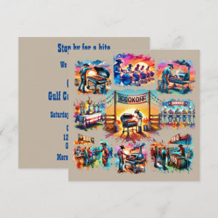 Invitation Occidental Cowboy BBQ Cookoff Scènes 1 Personnalis