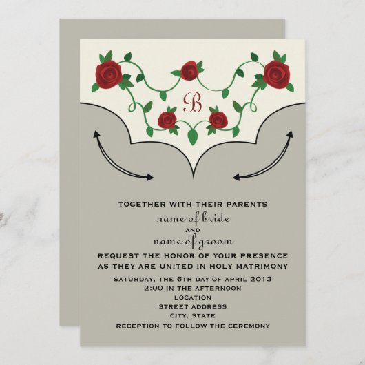 Invitation occidental de mariage de chemise (Devant / Derrière)