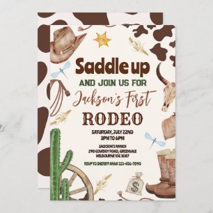 Invitation Occidental First Rodeo Wild West Cowboy Anniversai