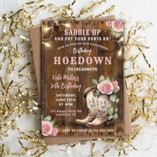 Invitation Occidental Hodown Floral Cowgirl Anniversaire avec