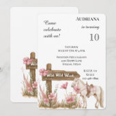 Invitation Occidental Rose Floral Wild West Horse Anniversair (Devant / Derrière)
