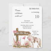 Invitation Occidental Rose Floral Wild West Horse Anniversair (Devant)