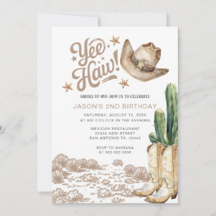 Invitation Occidental Rustique Cowboy Cactus Anniversaire
