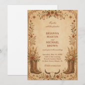 Invitation Occidental Rustique Vintage (Devant / Derrière)