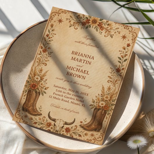Invitation Occidental Rustique Vintage