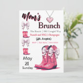 Invitation Occidental Thème rose Bows and Boots Fête de la Mè (Debout devant)