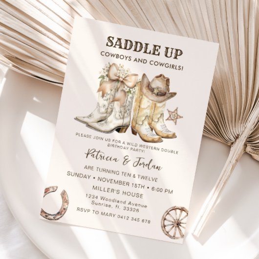 Invitation Occidentale Cowboy Coowgirl Anniversaire