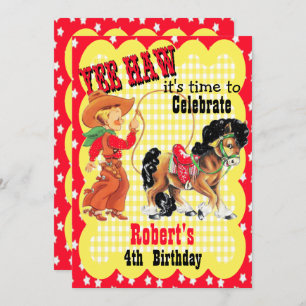 Invitation Occidentale Cowboy Et Horse Anniversair
