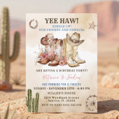 Invitation Occidentale Cowboy fille frère jumeau anniversaire