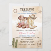 Invitation Occidentale Cowboy fille frère jumeau anniversaire (Devant)