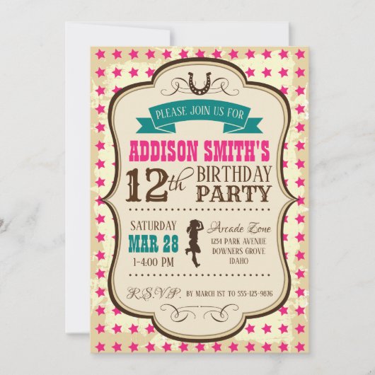 Invitation Occidentale Cowgirl (Devant)