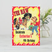 Invitation Occidentale Cowgirl And Horse Birthday (Debout devant)