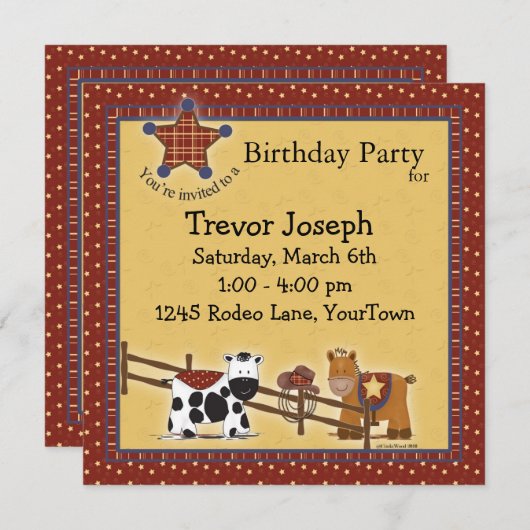 Invitation occidentale de partie d'anniversaire, (Devant / Derrière)