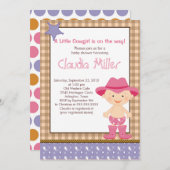 Invitation occidentale mignonne de baby shower de (Devant / Derrière)