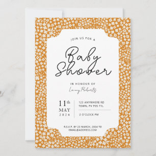 Invitation Occupé Retro Ditsy Floral Orange et Douche Beige