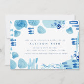 Invitation Océan Abstrait Blue Seashell Sea Boy Baby shower (Devant)