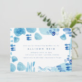 Invitation Océan Abstrait Blue Seashell Sea Boy Baby shower (Debout devant)