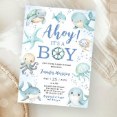 Invitation Ocean Ahoy It's A Boy Blue Sea Baby Shower