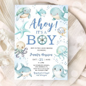 Invitation Ocean Ahoy It's A Boy Blue Sea Baby Shower
