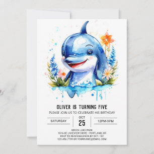 Invitation Océan Animaux Imaginaire Dauphin Anniversaire