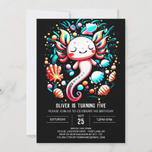 Invitation Océan Axolotl Digital Anniversaire