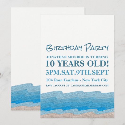 Invitation Ocean Beach Anniversaire (Devant / Derrière)