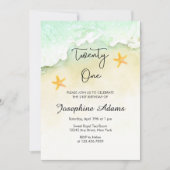 Invitation Ocean Beach Aquarelle tropicale 21e anniversaire (Devant)
