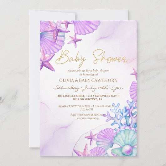 Invitation Ocean Beach Baby shower Neutre hommes-femmes (Devant)
